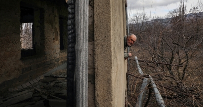 Giorgi Gablishvili in the burnt house in Zardiantkari