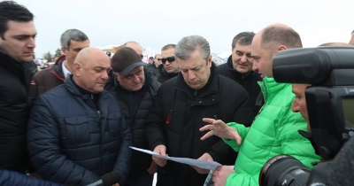 In the photo - Prime Minister Kvirikashvili with government officials in Svaneti